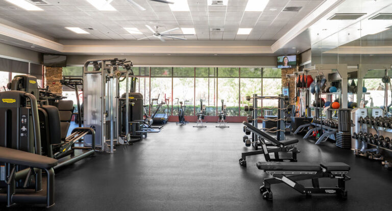 An indoor fitness space.